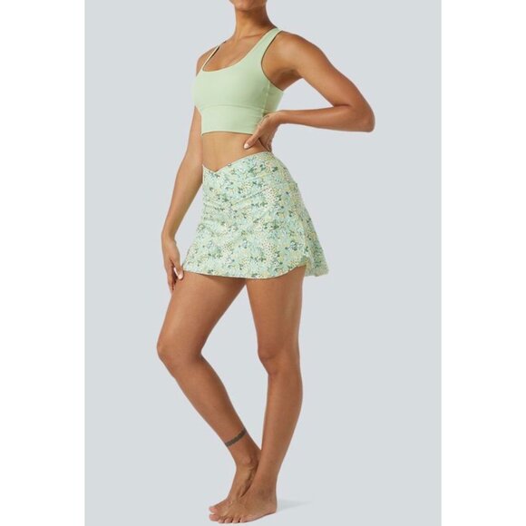 Halara Everyday Crossover Pocket 2-in-1 Tennis Skirt-Lucid Sz XL Womens Green Fl - Picture 13 of 13